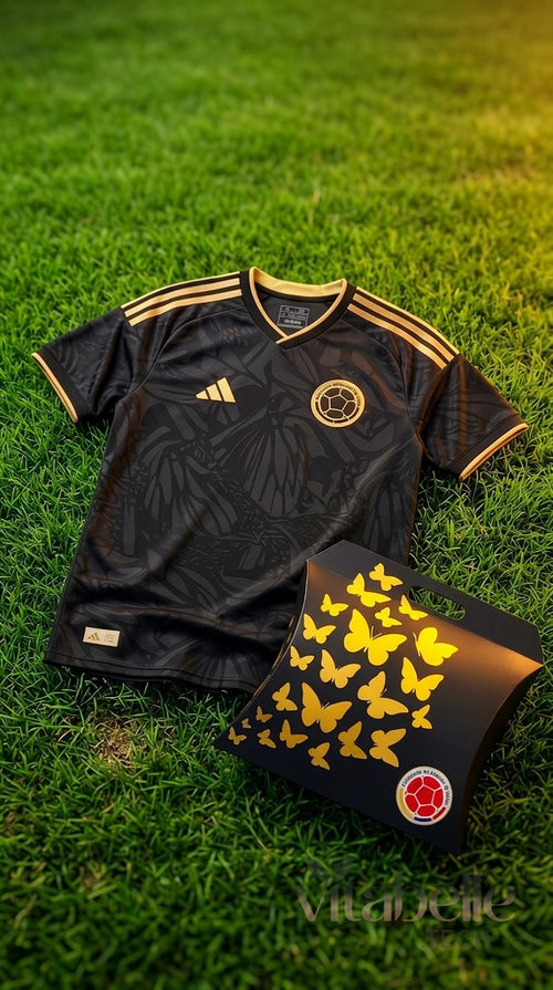 Camiseta de Colombia Negra Encauchetada