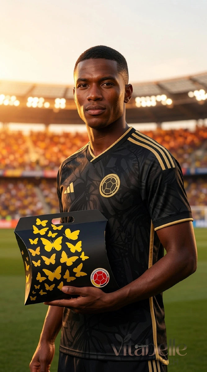 Camiseta de Colombia Negra Encauchetada