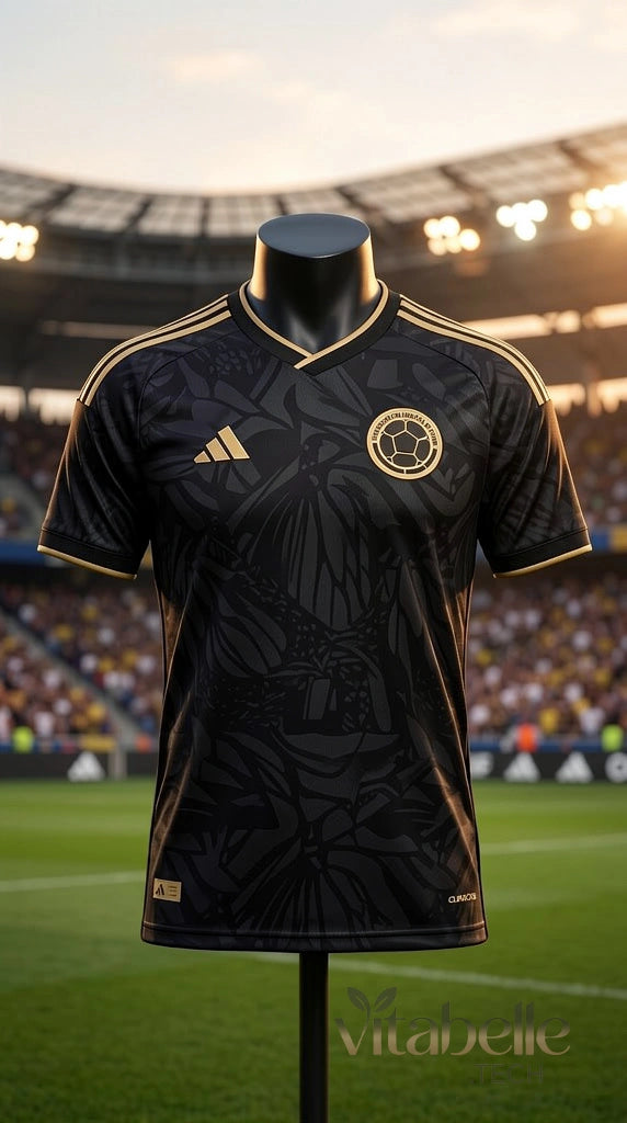 Camiseta de Colombia Negra Encauchetada